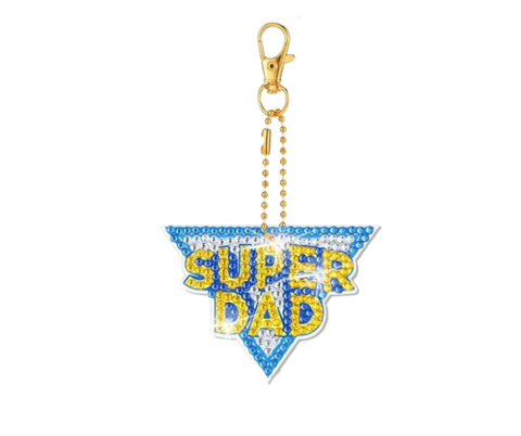 Diamond Painting Keychain saying Super Dad