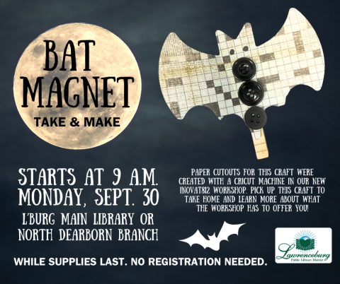 Photo of the Bat magnet with information on when the craft is available.