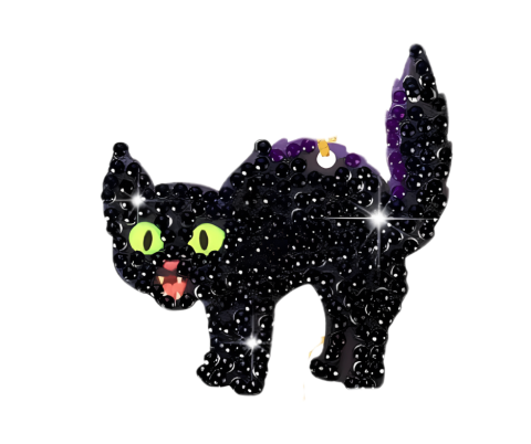 Diamond painted black cat ornament for Halloween