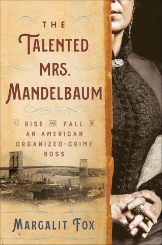 The Book Cover is Book Chat is a monthly book discussion group. November's book is The Talented Mrs. Mandelbaum by Margalit Fox. Split photo of a city and the profile of a woman.