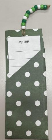 Folded bookmark with TBR list