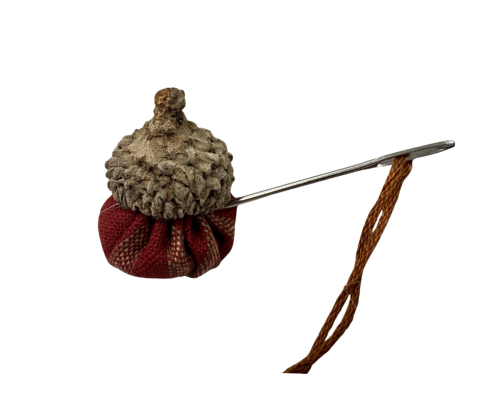 Acorn pincushion with needle and thread