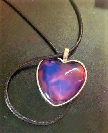 Heart necklace made with melted crayons