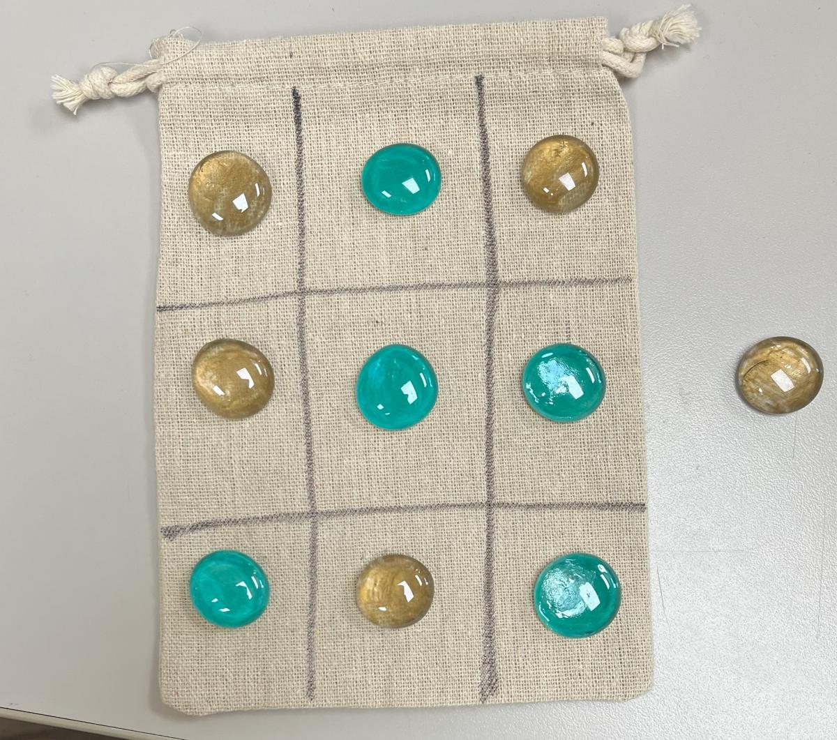 Bag with Tic Tac Toe Board and Beads