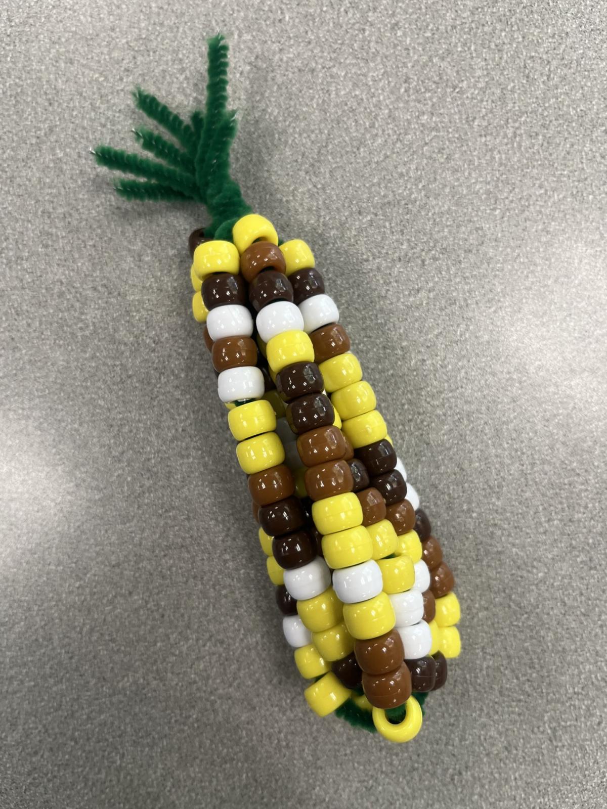 Corn cob made from beads and pipe cleaners