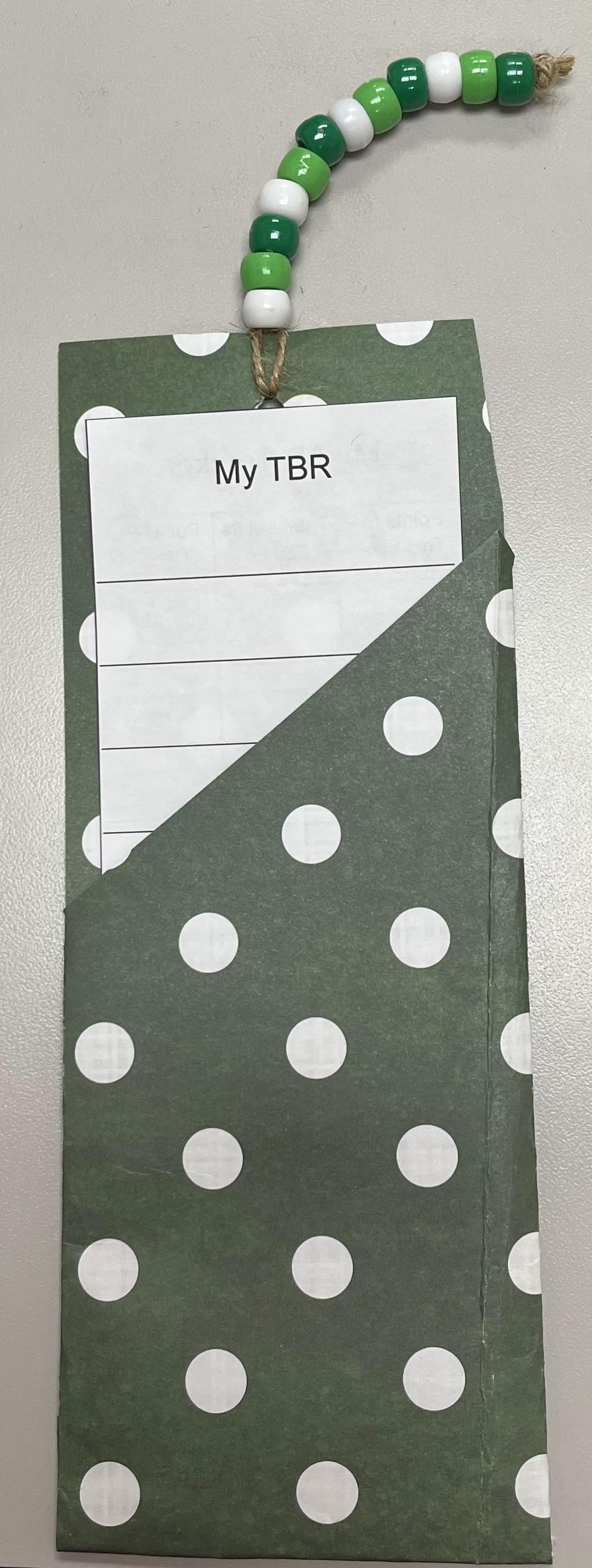 Folded bookmark with TBR list